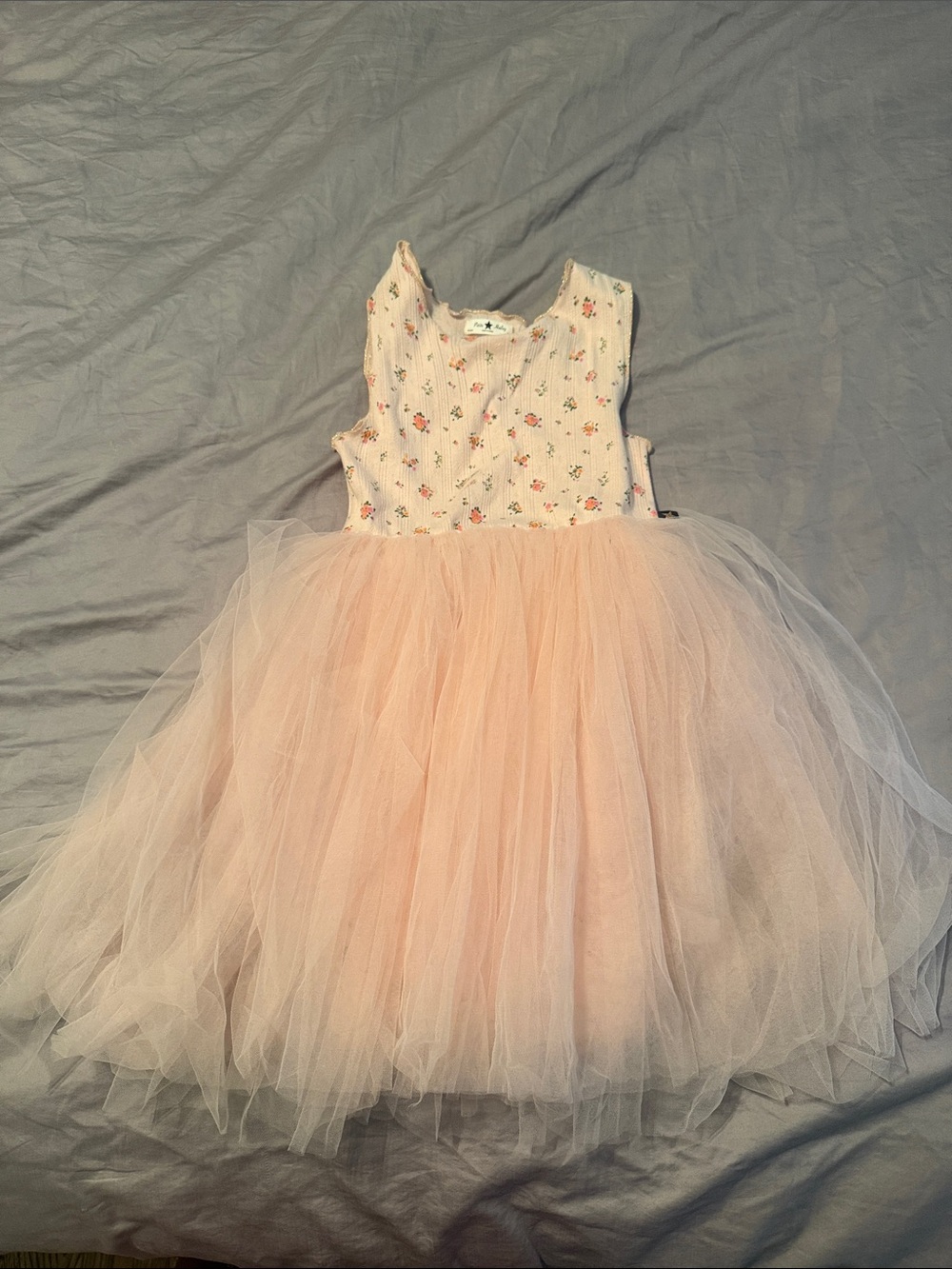 Girls' Pink Floral Bodice Tulle Party Dress
